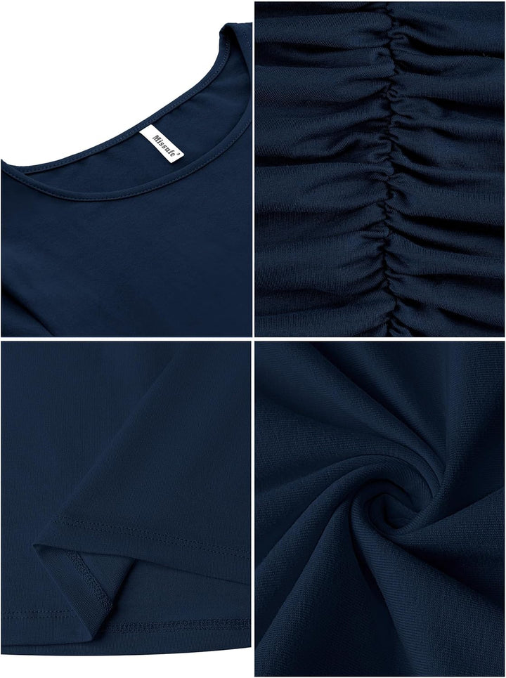 Missufe Damen Freizeitkleid Bodycon Enges Figurbetontes Bleistiftkleid Knielanges Kleider XS Dunkelb