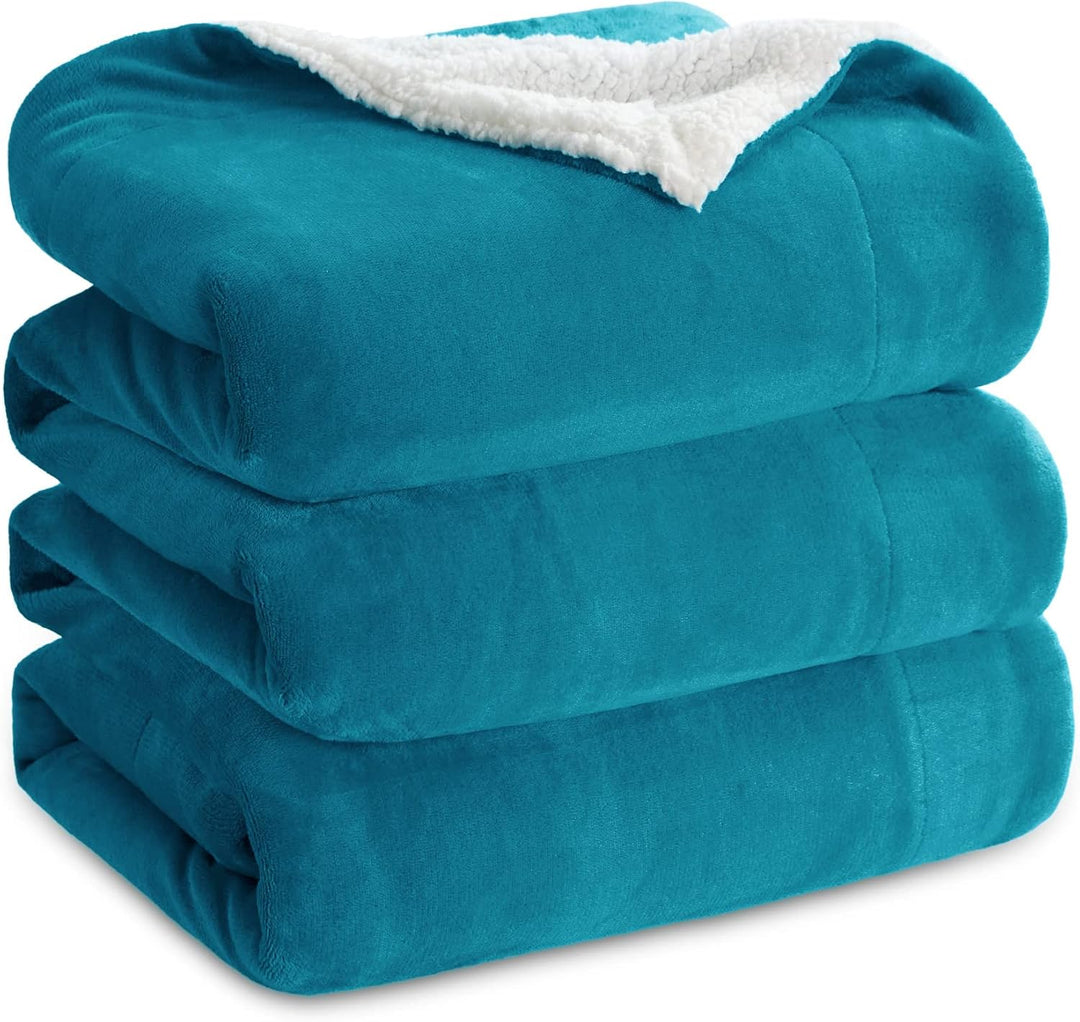 BEDSURE Decke Sofa Kuscheldecke Türkis - warm Sherpa Sofaüberwurf Decke, Dicke Sofadecke Couchdecke,