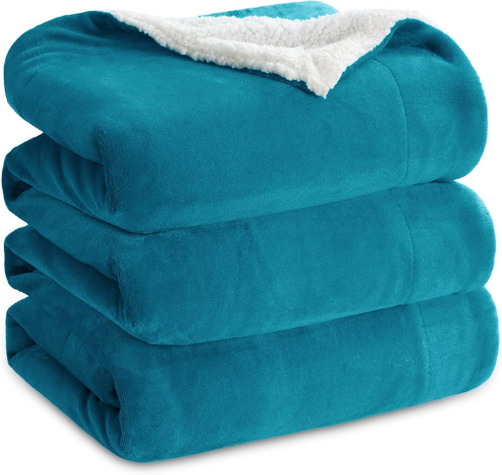 BEDSURE Decke Sofa Kuscheldecke Türkis - warm Sherpa Sofaüberwurf Decke, Dicke Sofadecke Couchdecke,