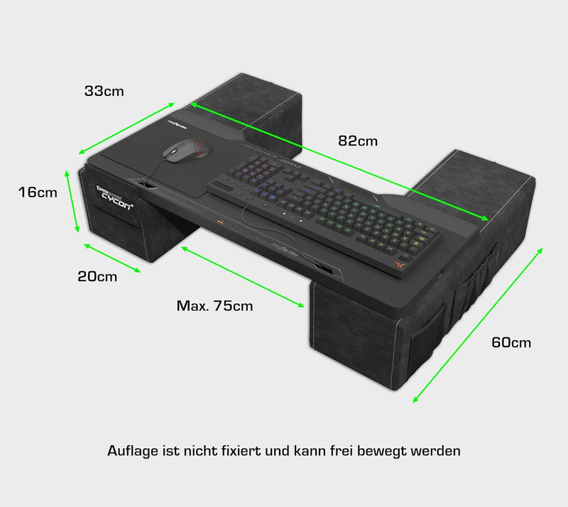 Couchmaster® CYCON² Titan Black Edition, Couch Gaming Auflage für Maus & Tastatur (für PC, PS4/5, Xb
