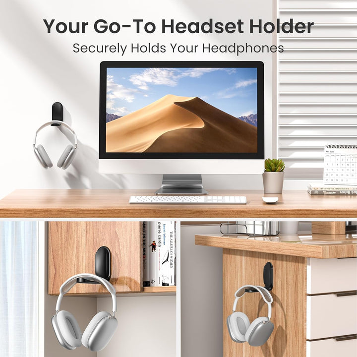 Itramax Kopfhörerhalter,Faltbarer Universal Headset-Ständer Haken für Schreibtisch,2 Stück Selbstkle