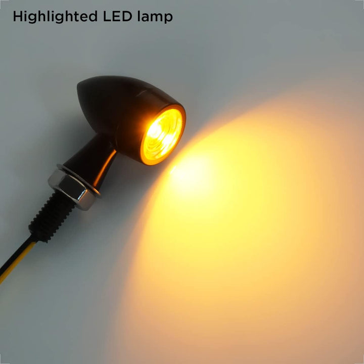 evermotor Universal 12V 4 Stück E24 Mini Motorrad LED Blinker Bullet Zinklegierung im Feinguss IP67