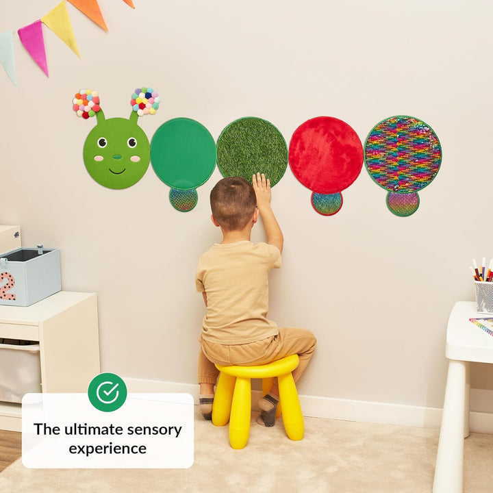 Sensorik-Wandpaneel für Kinder | Fühlen, Erleben & Lernen | Raupen-Sensorikspielzeug für Sensorikräu