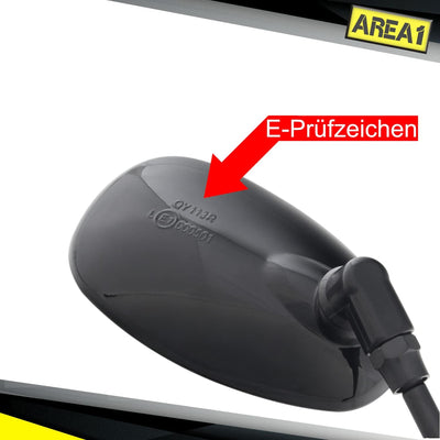 Area1 Motorradspiegel Oval Schwarz glänzend Custom Retro Vintage Chopper Motorrad Rückspiegel Set E