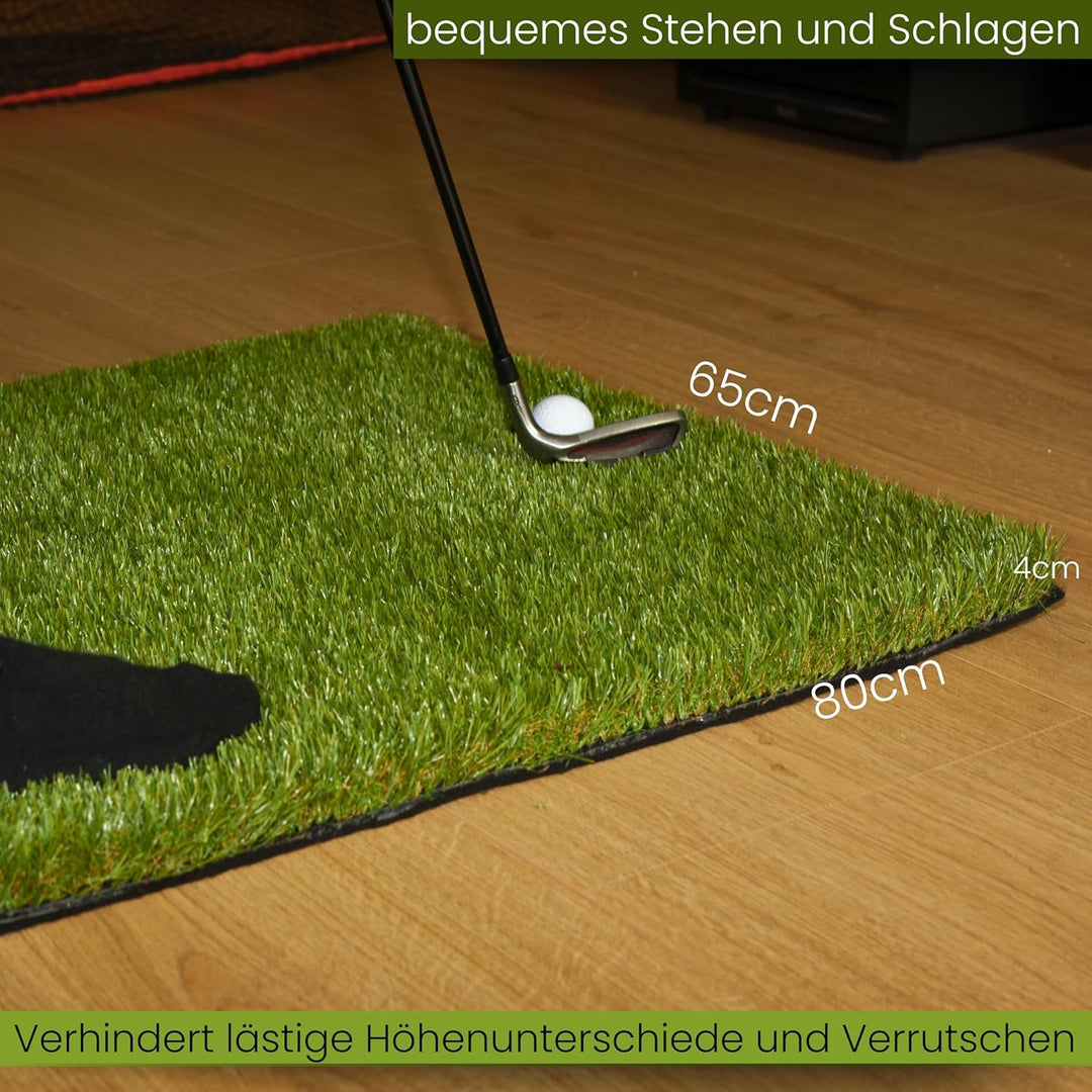 Golf Abschlagmatte 85 x 65 x 4cm, Indoor Outdoor, inkl. Tee + Teehalter verstellbar, tragbar, zusamm