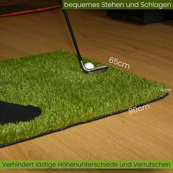 Golf Abschlagmatte 85 x 65 x 4cm, Indoor Outdoor, inkl. Tee + Teehalter verstellbar, tragbar, zusamm