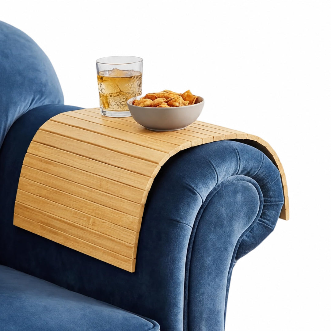 BAM BOO BOX Sofatablett aus Bambus - Couch Tablett flexibel - Sofatablett Armlehne - Sofa Tablett Ho