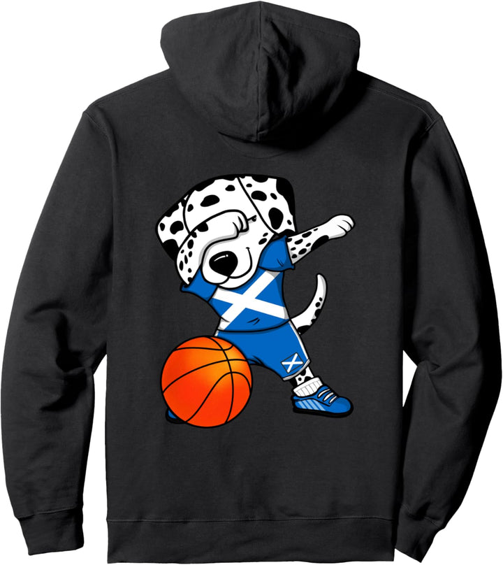 Dabbing Dalmatiner Schottland Basketball Schottische Flagge Pullover Hoodie