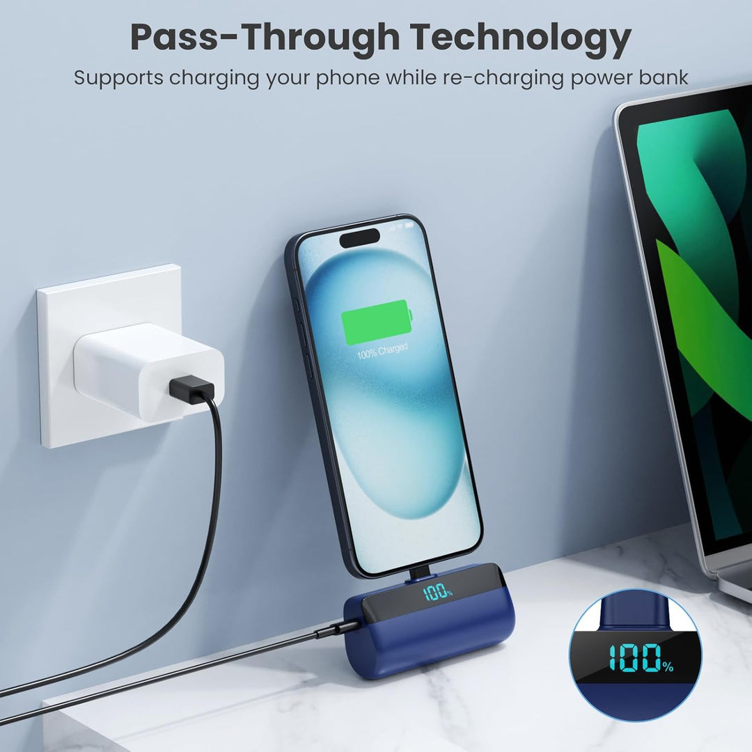 Feob Mini Power Bank 5200mAh für iPhone 17/16/15 Serie, PD Schnellladung Powerbank USB C Externer Ak
