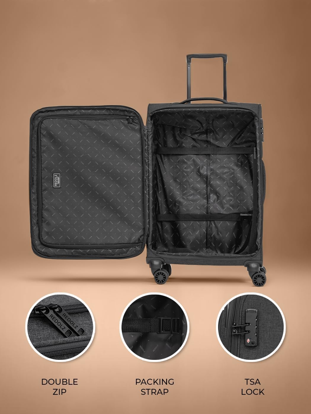 REDOLZ Koffer-Set 3-teilig für Damen & Herren | leichte & stabile Reise-Trolleys, hochwertiges Softc