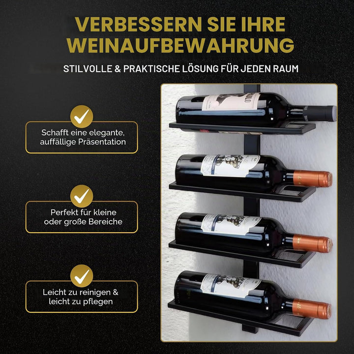 Wand-Weinregal für 4 Flaschen – Hängendes Weinregal aus Hochwertigem Stahl – Matt Schwarz – Industri