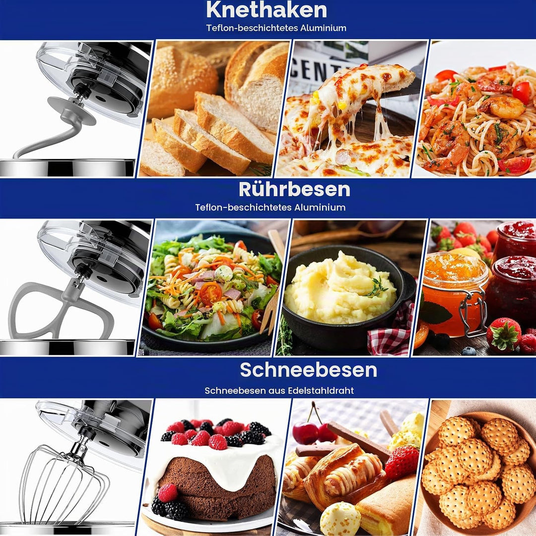 Zuccie küchenmaschine 1500W 8L Knetmaschine 6 Geschwindigkeit Fermentationsfunktion+LCD knetmaschine