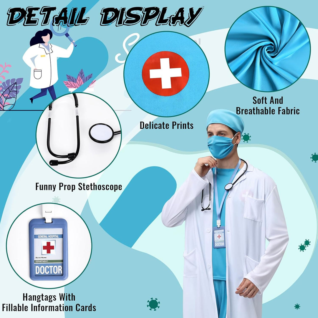 BuzzoXerex Arzt Kostüm Herren, Chirurg Kostüm Herren Karneval Doktor Outfit Erwachsene Set mit Arztk