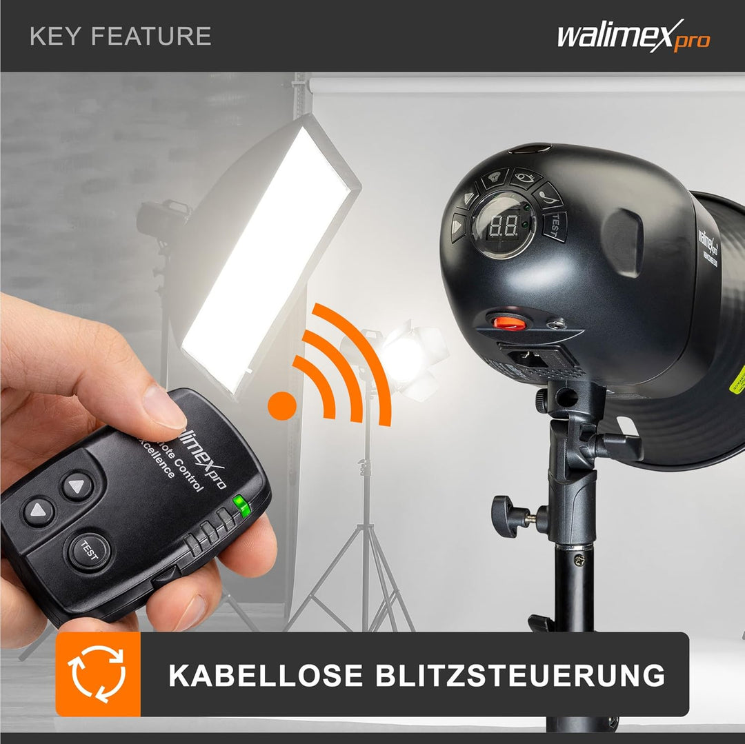 Walimex pro VE &amp; VC &amp; Newcomer Studioblitz Auslöser - Kabellose Fernsteuerung bis zu 30 m, 16 Kanäle