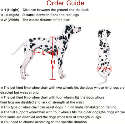 KAJILE Einstellbare 2 Räder Hunde-Rollstuhl, M-3 Grösse für behinderte Hund Hinterbeine Rehabilitati