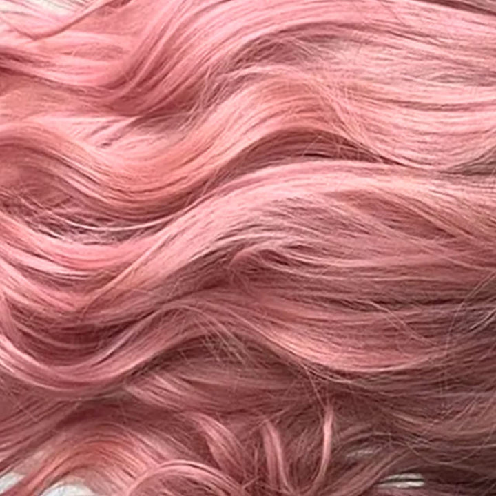 Lange Lockige Gewellte Rosa Perücken für Frauen, Lange Locker Gewellte Perücke Frauen Mädchen Gelock