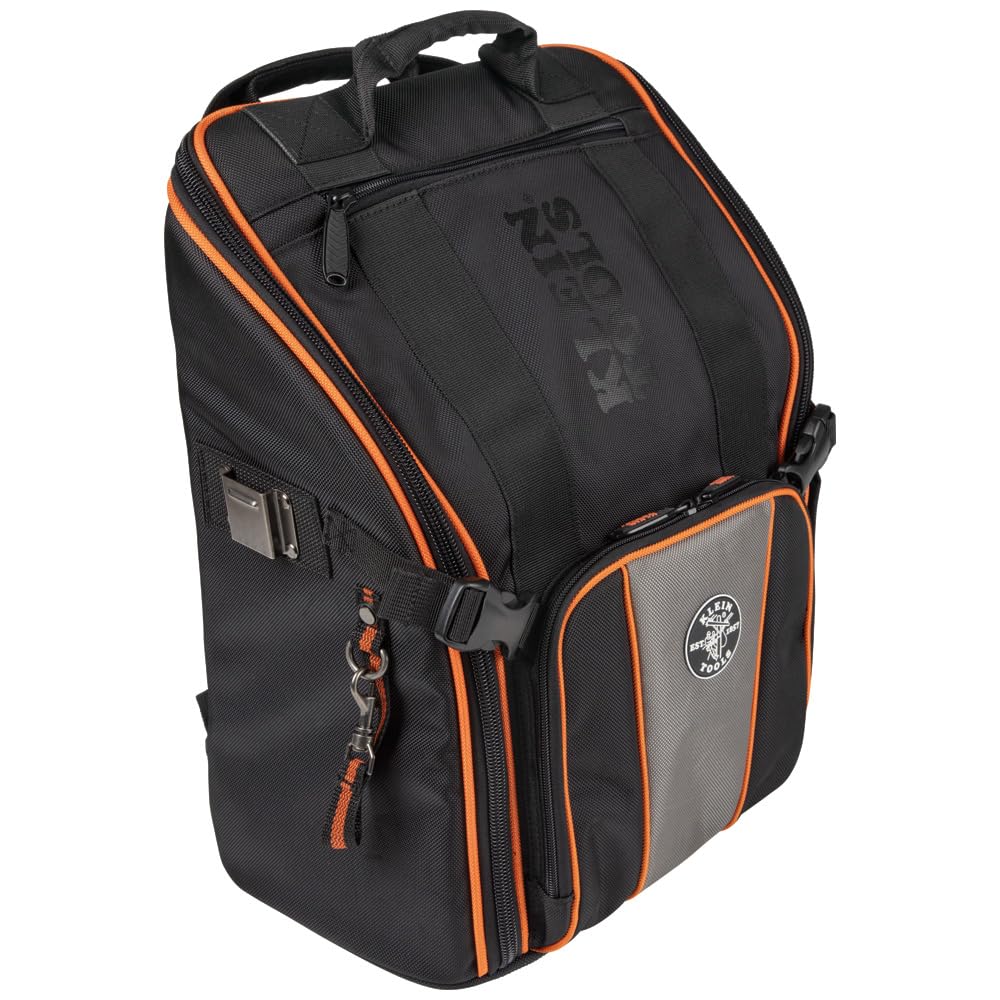 Klein Tools 55482 Werkzeugtasche Rucksack, robuster Tradesman Pro Werkzeug-Organizer mit 21 Taschen