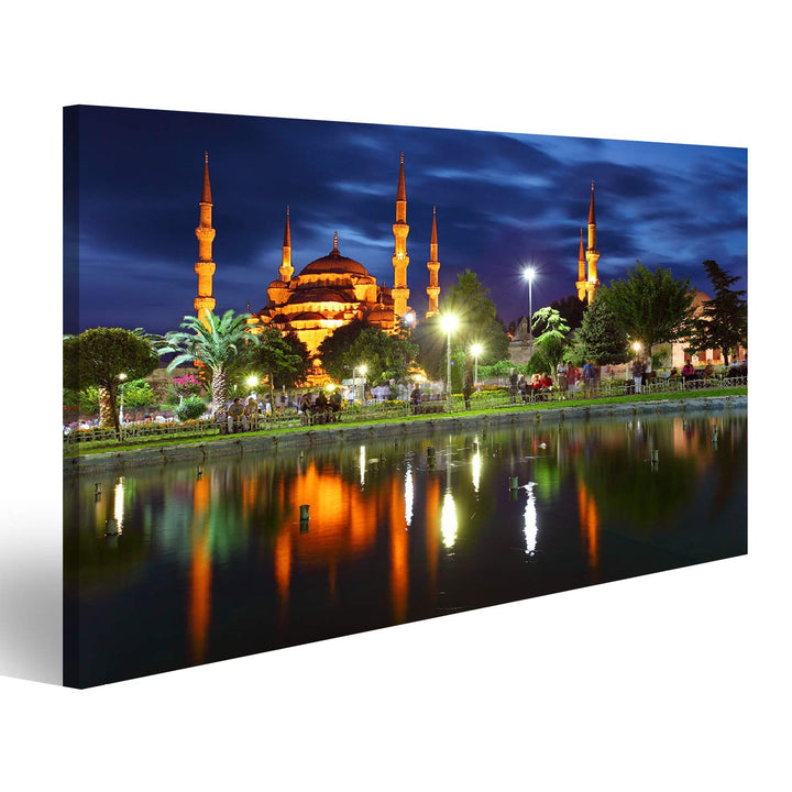 Bild Bilder auf Leinwand Blaue Moschee - Istanbul Türkei Wandbild Poster Leinwandbild Raj, 100L x 57