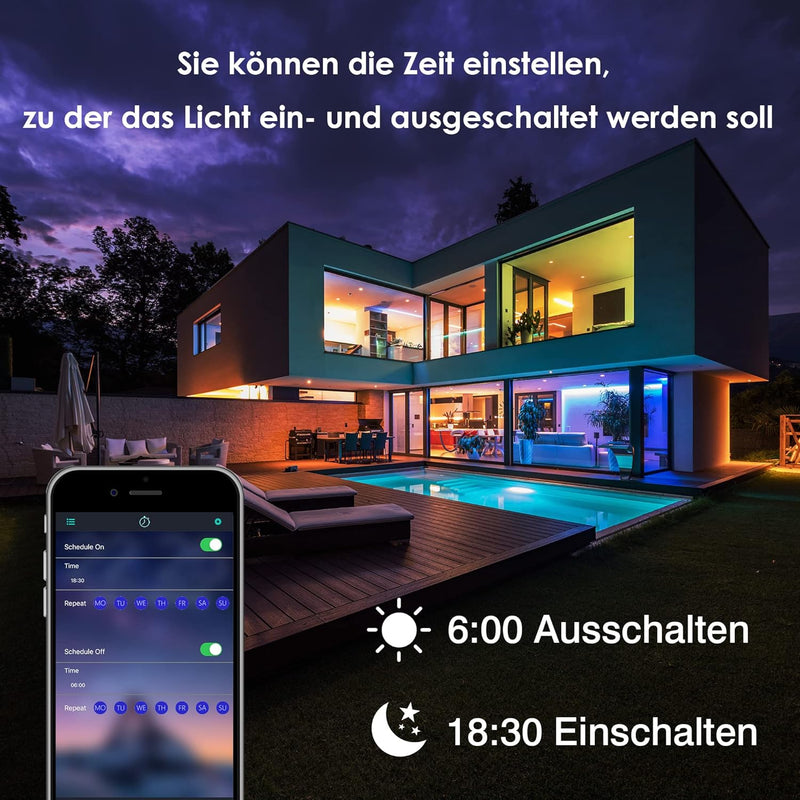 RGB LED Strahler, 2 Stück Aussen 60W Flutlicht Mit Fernbedienung Und Bluetooth APP, 16 million Farbe