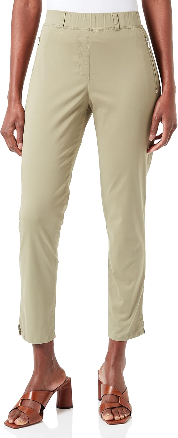 Raphaela by Brax Damen Style Lavina Verkürzt Rundum Schlupf Light Summer Cotton Hose 27W / 30L Sage,