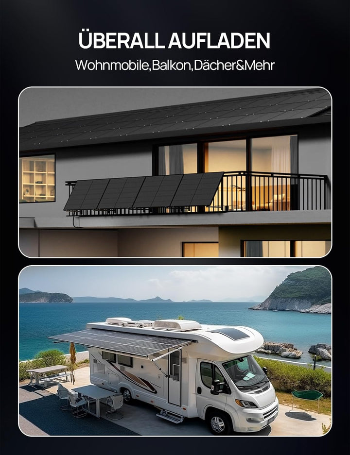 ECO-WORTHY 120W 12V Solarpanel, 25% Hocheffizienz mit Full Black Design Solarmodul mit Null Gitterli