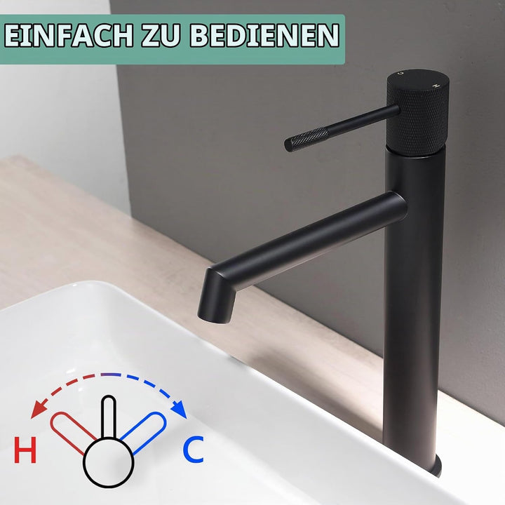 AIMADI Wasserhahn Bad,Einhebelmischer für Bad und Gäste-WC, moderne Badezimmer-Armatur mit Keramik-K