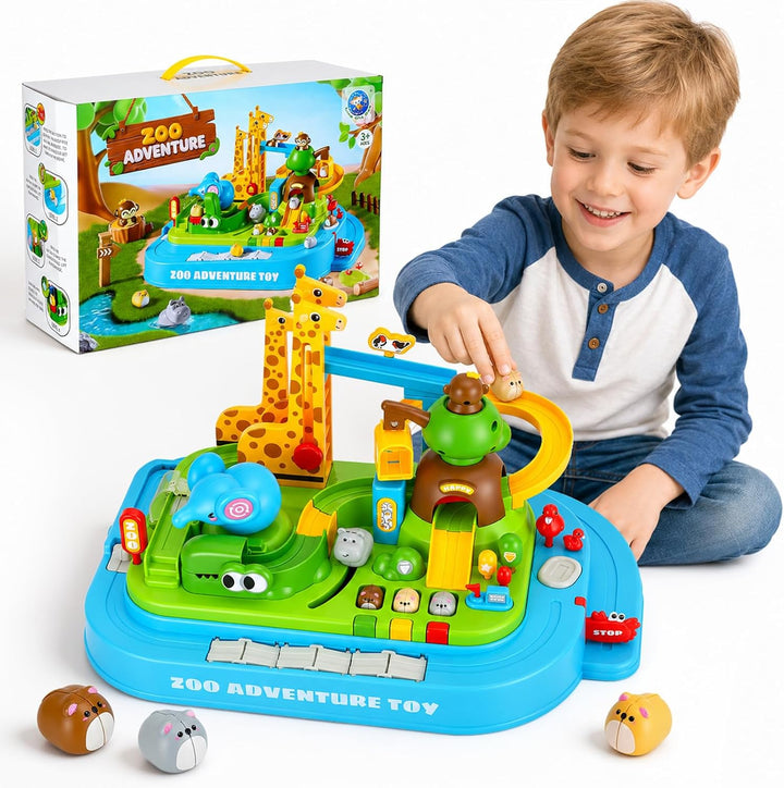 Magnetisches Hamster-Auto Rennabenteuer, Tierpark 20 Level, mechanisches STEM-Spielzeug ohne Batteri