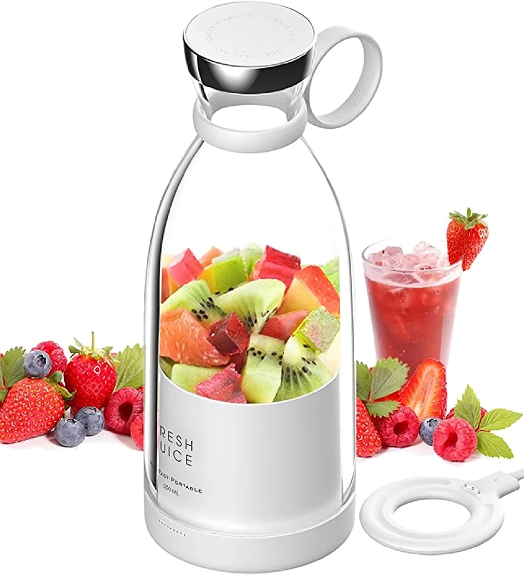 Fresh Juice tragbarer Mixer to go, für Smoothie, persönlicher Mixer, kabelloser Obst-Mixer, wiederau