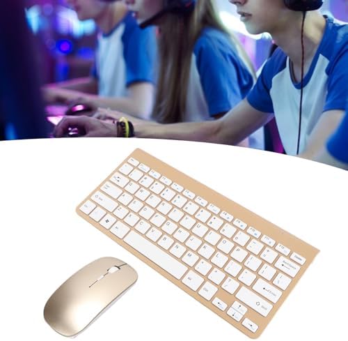 Bewinner 78 Tasten 2,4 G Kabelloses Tastatur-Maus-Set, USB-dünn Geätzte Tastenkappen Ergonomie Stumm