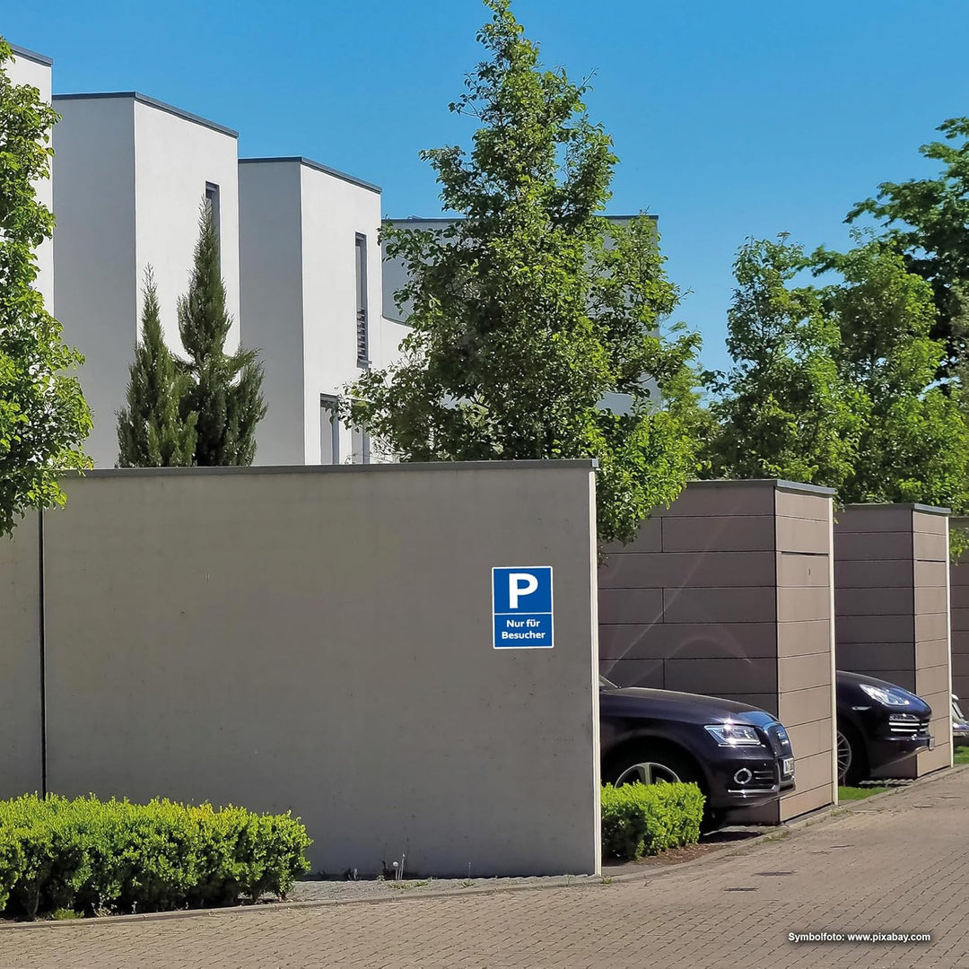 5x Schilder Nur für Besucher 20 x 30 cm aus stabiler PVC Hartschaumplatte 3mm Parkplatzschild Schild
