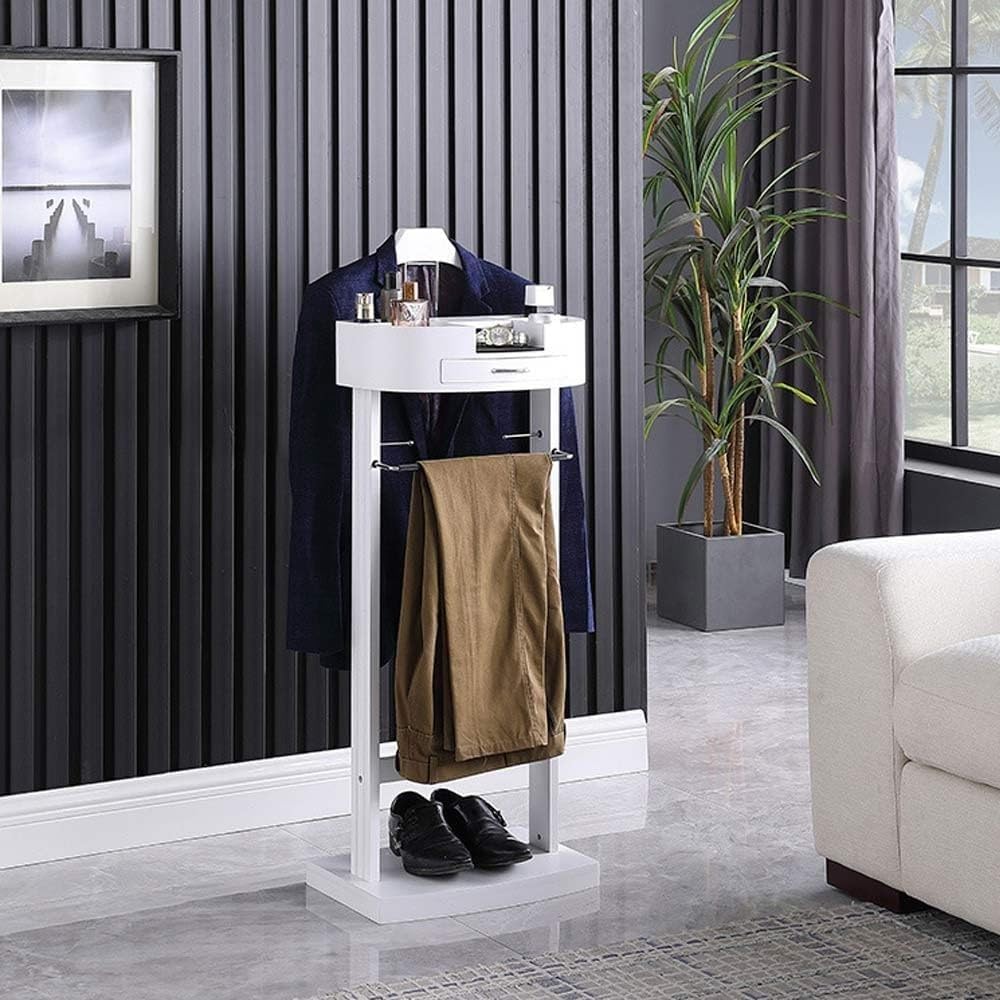 ACEMIC Stummer Diener Kleiderständer Mit Schuhregal Und Schublade Herrendiener Holz Metall Mix, Schl