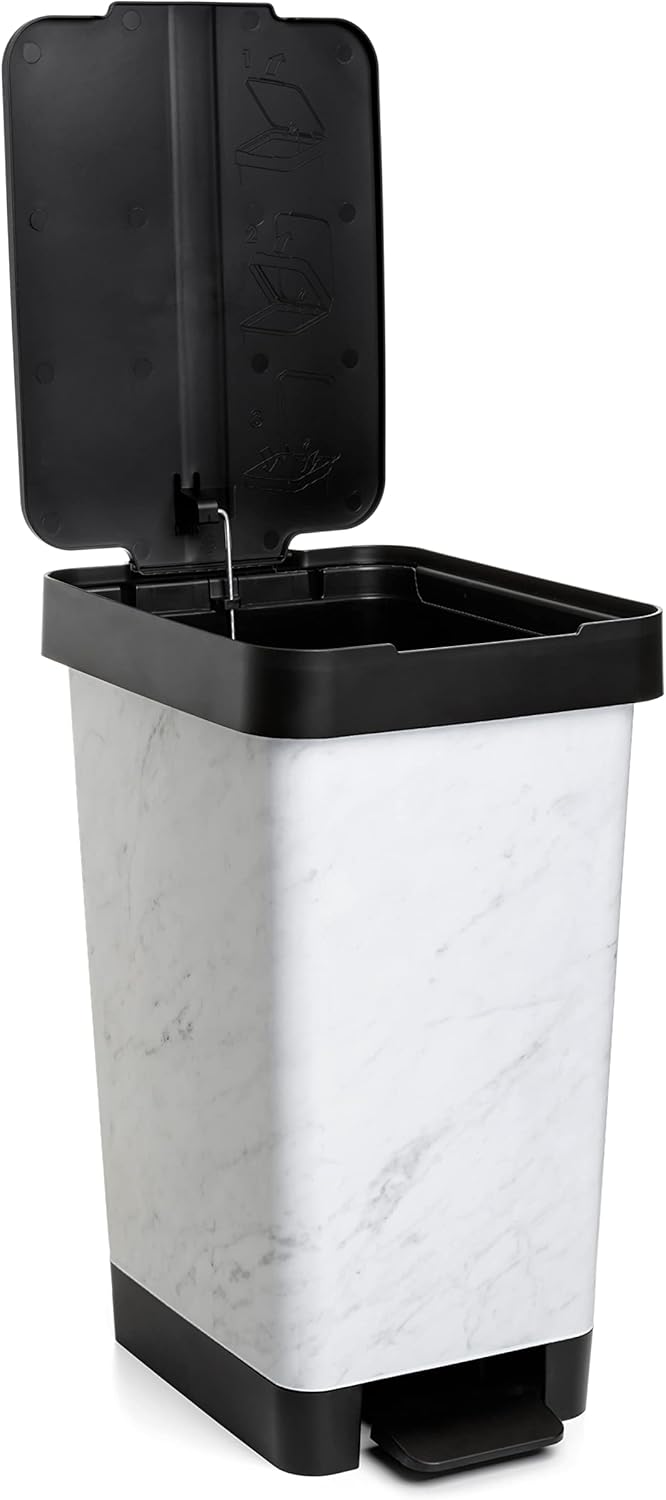 TATAY Smart Deco 25L Mülleimer mit Pedal | Kompaktes und funktionales Design | Für Innen und Aussen