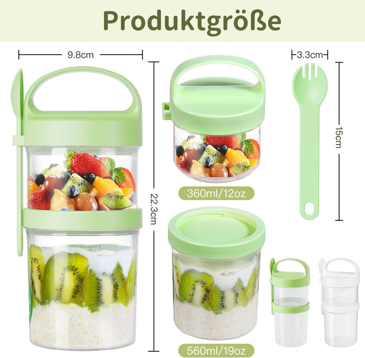 Luxear Müslibecher to Go, Grösser Joghurtbecher to go, Doppelschicht Müslibecher mit Löffel für Früh