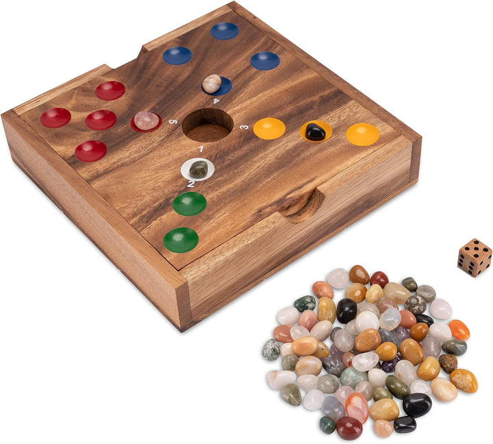 LOGOPLAY Big Hole - Würfelspiel - Gesellschaftsspiel - Brettspiel aus Holz mit Edelsteinen