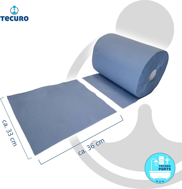 tecuro Doppelpack Putztuchrolle Putzpapier 2-lagig Ø 33 x 36 cm, 500 Blatt/Rolle, blau
