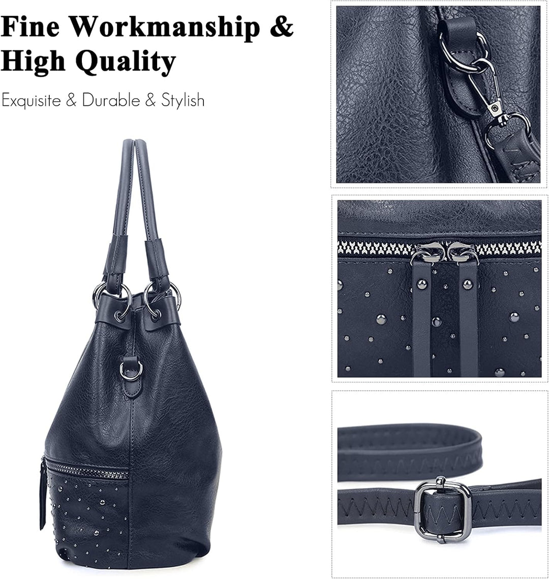 FANDARE Retro Handtaschen Damen Schultertasche Umhängetasche Frauen PU Leder Wasserdicht Tragetasche
