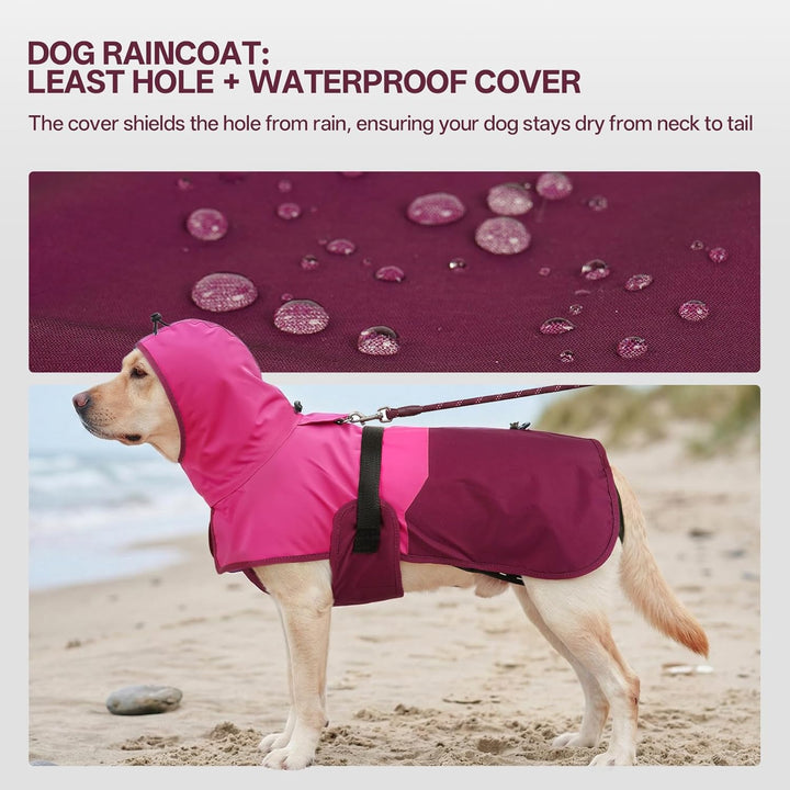 Hunde-Regenmantel für mittelgrosse Hunde mit Kapuze, wasserdicht, reflektierend, mit verstellbarem K