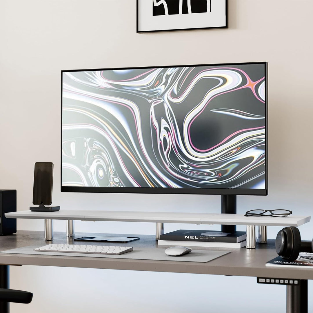 Fenge Grosser Monitorständer 100cm Dual Monitor Stands Riser mit Höhenverstellbarem Bein,Multifunkti