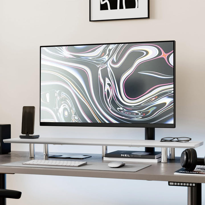 Fenge Grosser Monitorständer 100cm Dual Monitor Stands Riser mit Höhenverstellbarem Bein,Multifunkti
