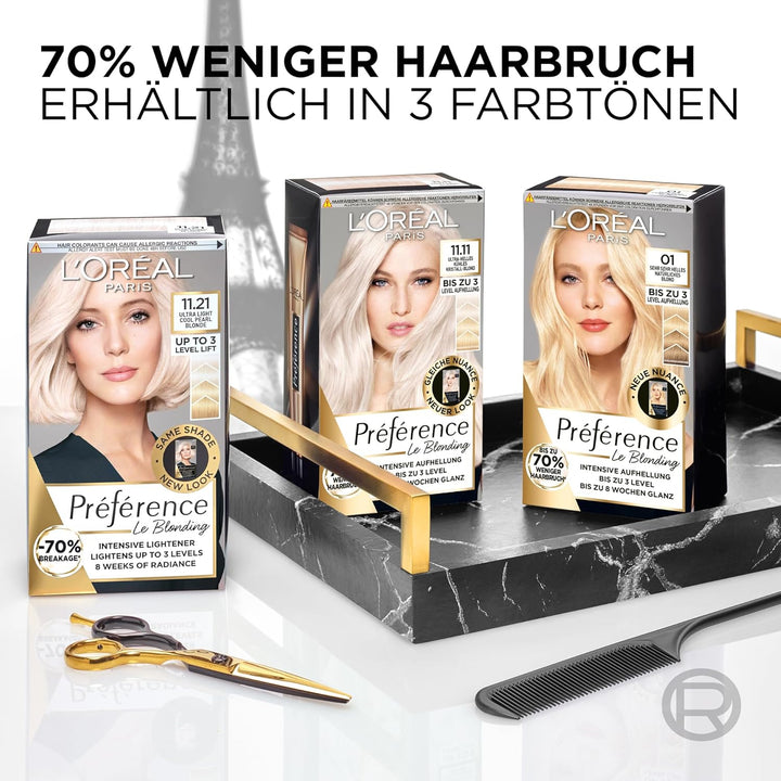 L'Oréal Paris Permanente Haarfarbe zum Blondieren der Haare, Haarfärbeset mit Coloration und Farbgla