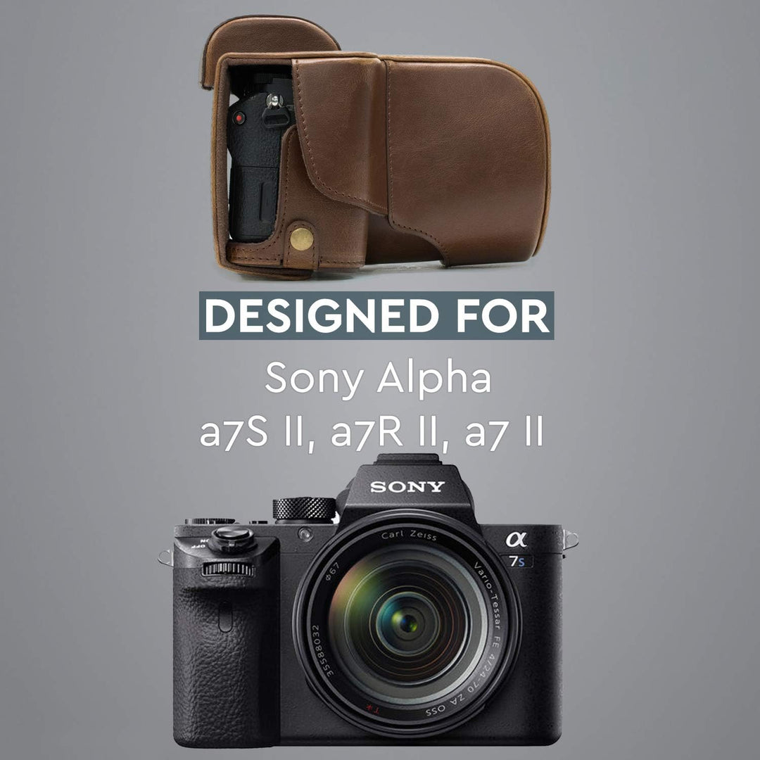 MegaGear Sony Alpha A7S II, A7R II, A7 II (28-70mm) Ever Ready Leder Kamera-Case mit Trageriemen und