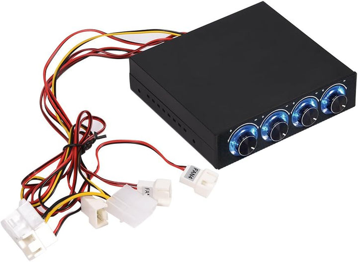 Richer-R Lüfter-Controller, 4-Kanal Lüftergeschwindigkeit Regler Kontroller Lüftersteuerung,3Pin+4Pi