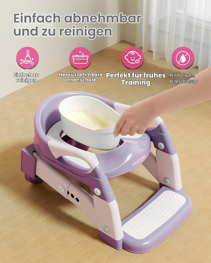 Yucch Toilettensitz Kinder mit Treppe – Upgraded 2-in-1 Kind Toilettensitz höhenverstellbar, rutschf