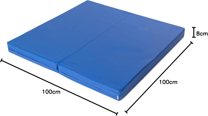 Jeflex - blaue klappbare Weichbodenmatte & Turnmatte 100 x 100 x 8 cm MADE IN GERMANY/faltbare Gymna