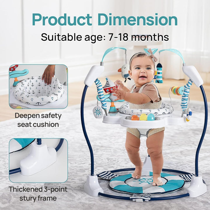 LADIDA Stationäres Aktivitätszentrum für Babys, Babywippe, springend, 360 °, mit Musikspielzeug und