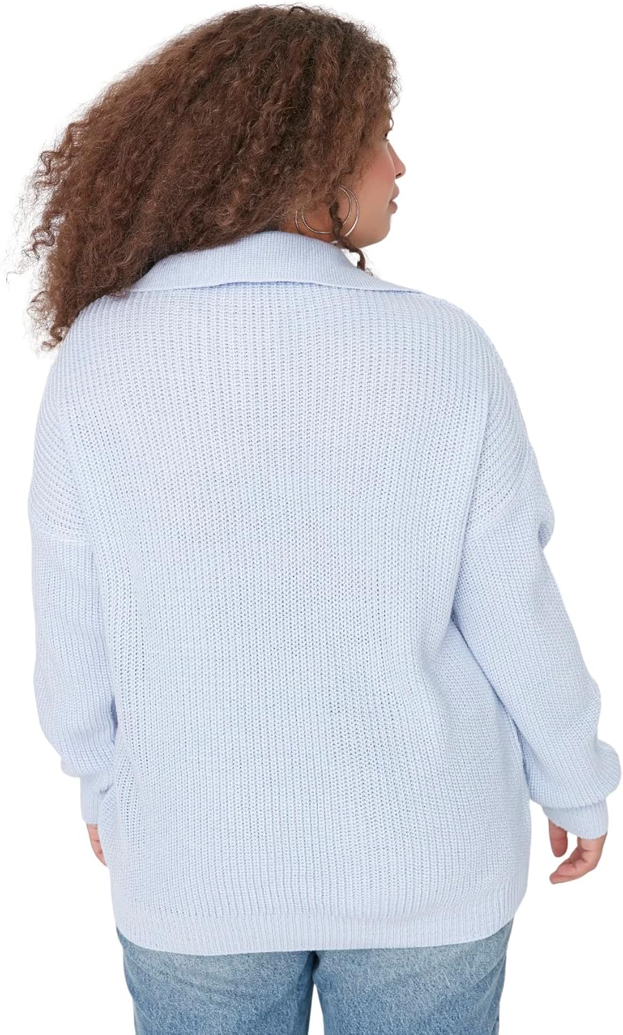 TRENDYOL Damen Pullover mit Rollkragen, Einfarbig, Regulär, Übergrösse Sweatshirt XL Lila, XL Lila