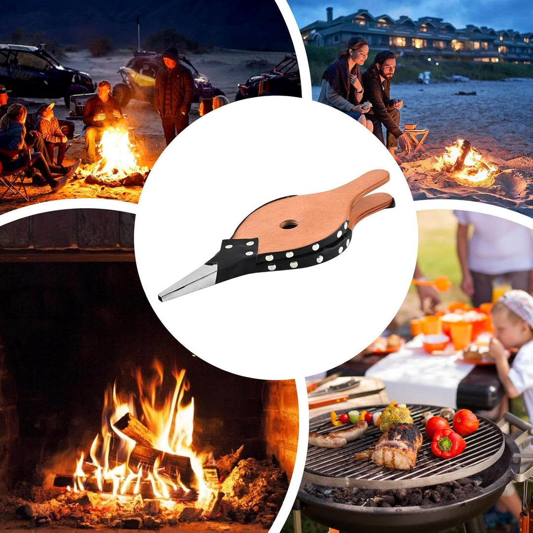 Blasebalg für BBQ für Holz, tragbares Zubehör für Küche im Freien, Camping, Abenteuer, Picknick, Gri