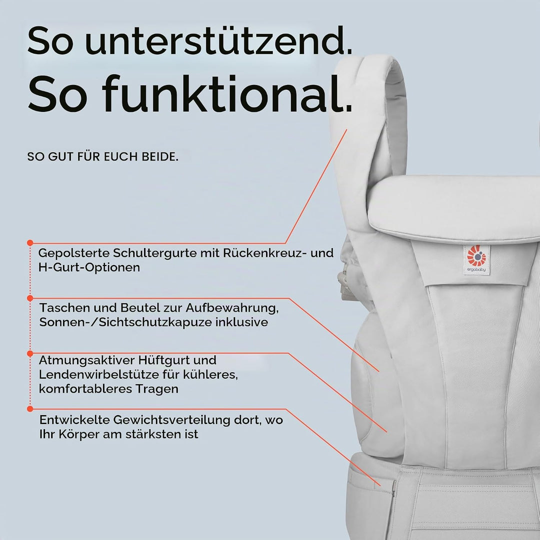 Ergobaby Omni Deluxe All-in-One Babytrage für Neugeborene ab Geburt bis 20kg, Ergonomische 4-Positio