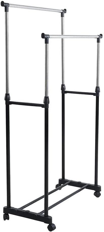 Kleiderständer auf Rollen Garderobenständer Kleiderwagen Höhenverstellbar 138cm