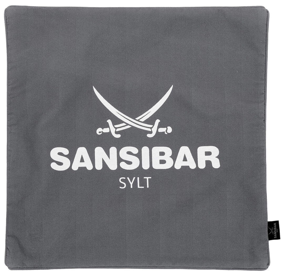 Sansibar Kissen Zierkissen Dekokissen Sofakissen 100% Baumwolle (Bezug - 45x45 cm, Anthrazit/Weiss)